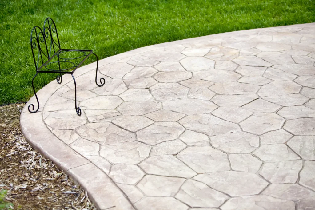 a stamped concrete patio